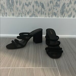Aldo Black Strappy Heeled Sandals